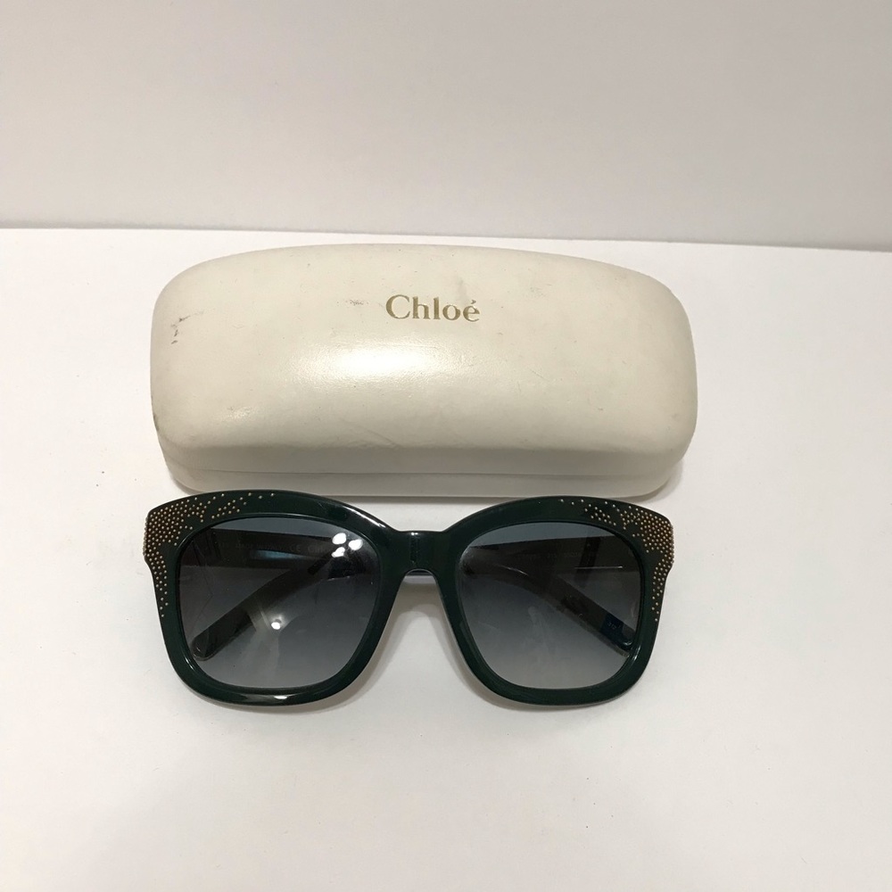 Chloe Dark Green Studded Sunglasses